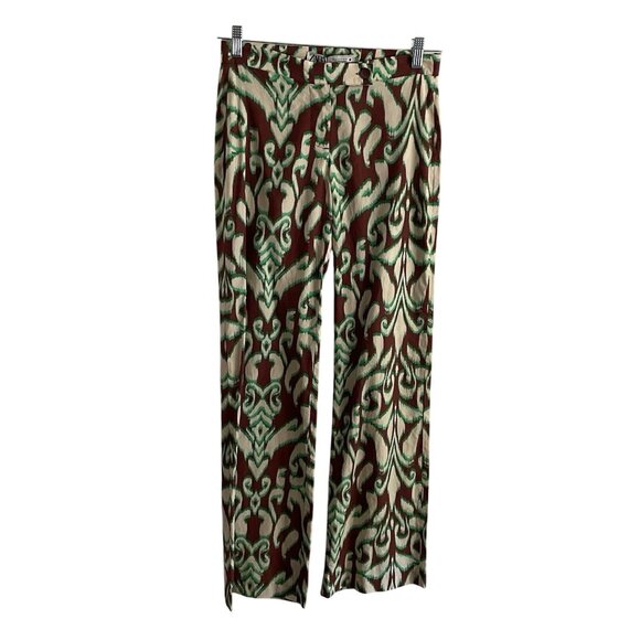 Zara Women XS Boho Retro Mid Rise Straight Leg Selena Cotton Printed Pants NWT - Picture 3 of 13